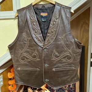 Men’s Cripple Creek custom Western Brown Leather Vest Size X Large